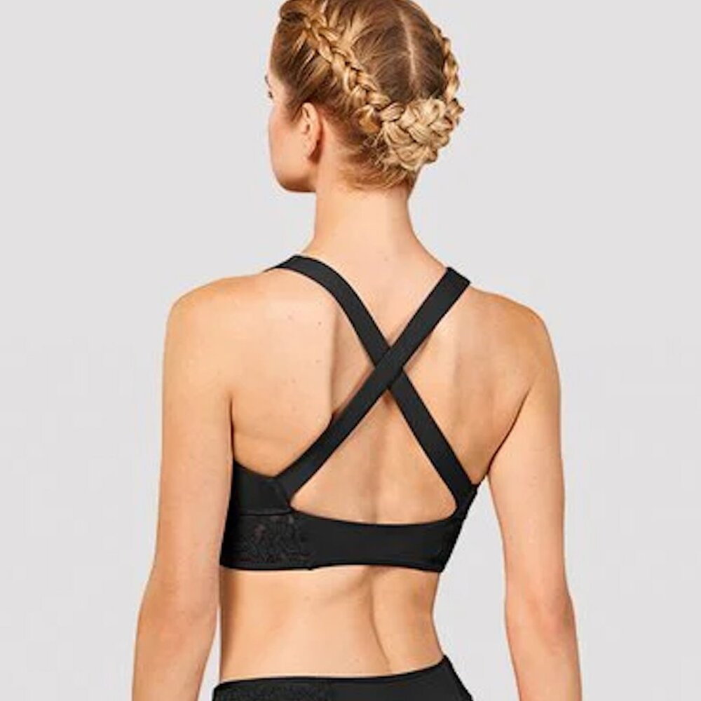 Bloch Embroidered Lace Trim Bra M Black